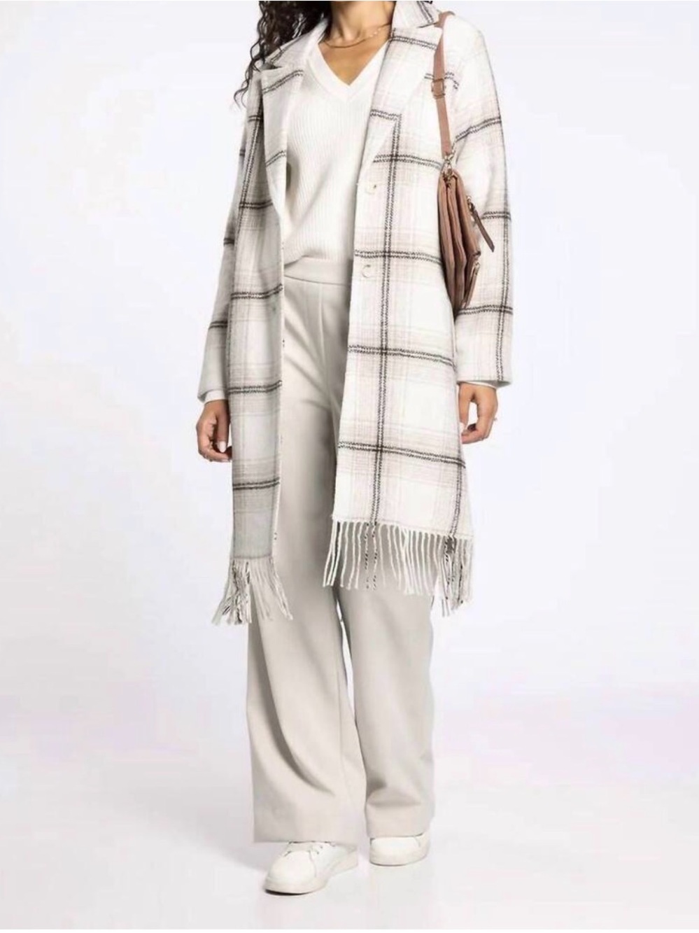 Thread & Supply Lucian’s Long Coat In Parchment Plaid